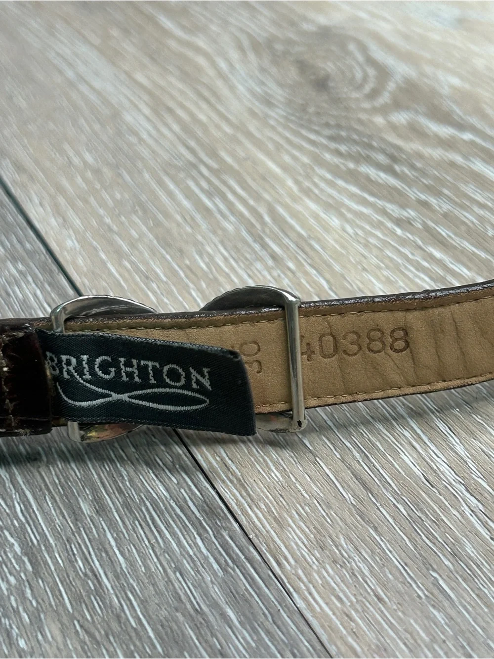 Brighton Brown Croc Embossed Leather Belt Silver Gold Two Tone Western Size 30